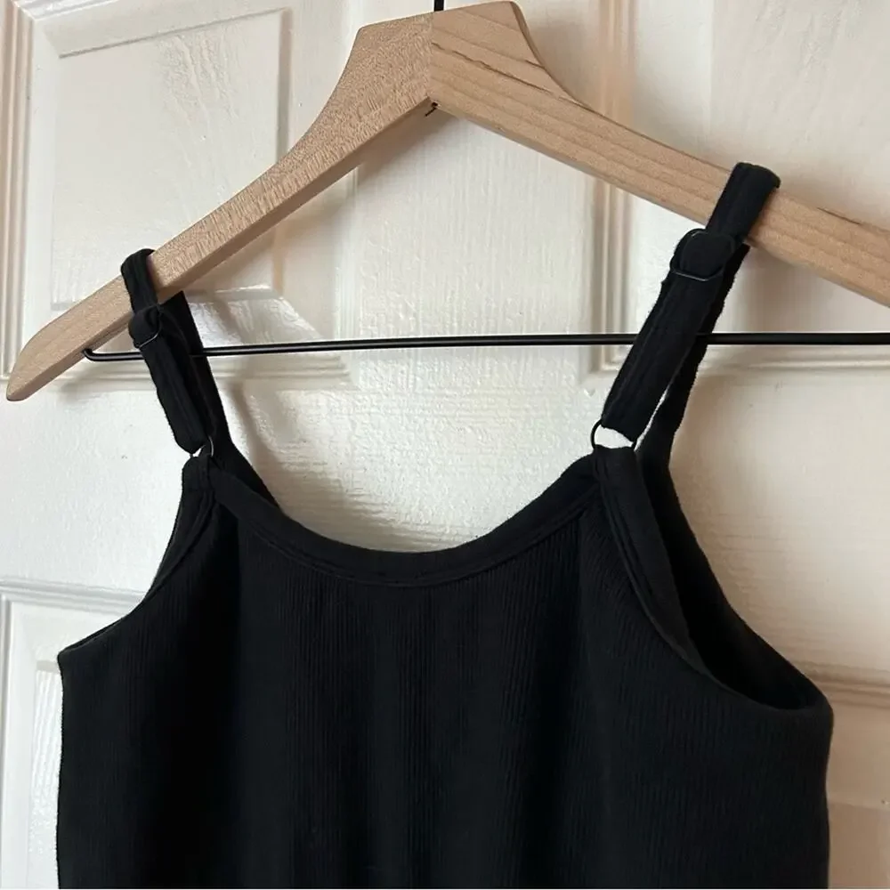 ALO Yoga Black Ribbed Tank Romper Jumpsuit